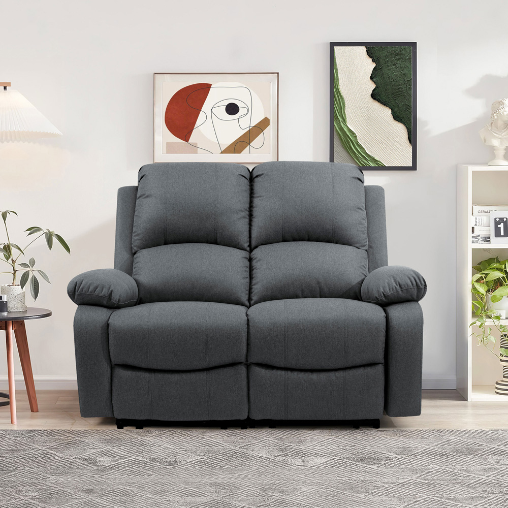 Comfy Living 6 Seater Dark Grey Linen Electric Recliner Sofa Set Image 4