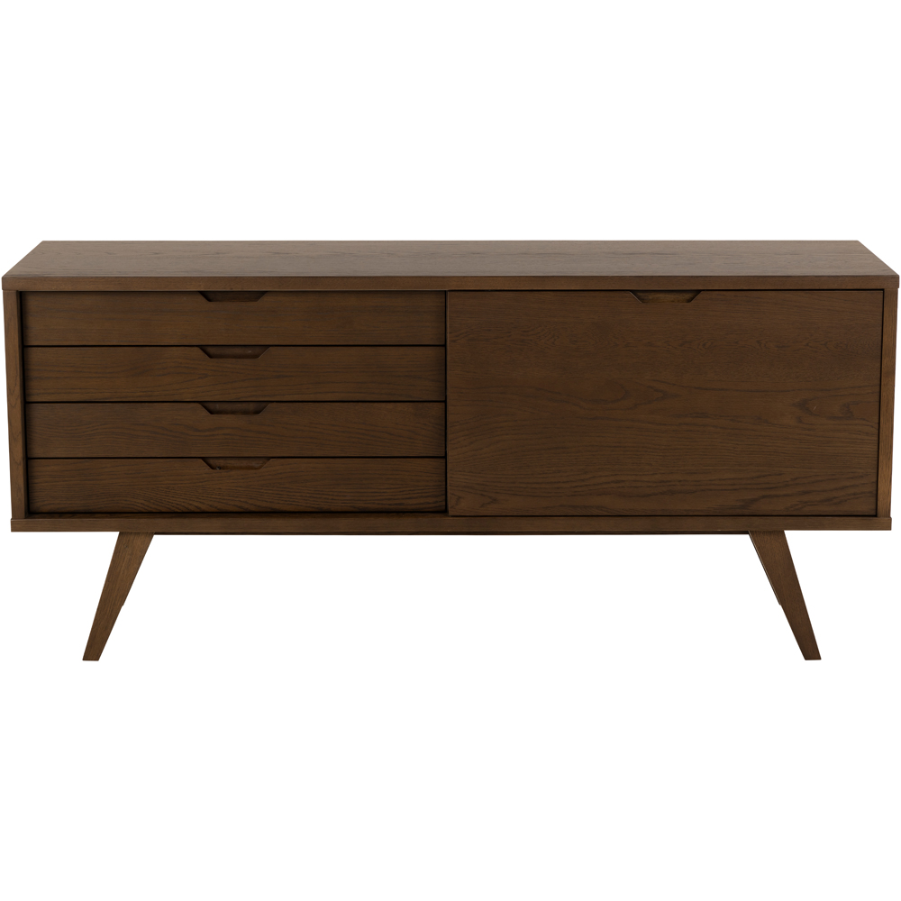 Florence A Line 4 Drawer Smoked Oak Sideboard with Sliding Door Image 3