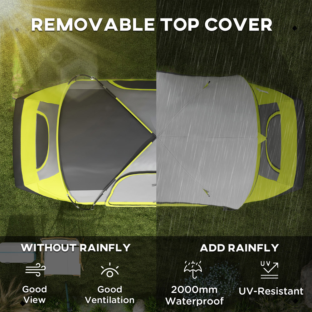 Outsunny 5-6 Person Camping Tent with 2 Bedroom and Waterproof Rainfly Yellow Image 4