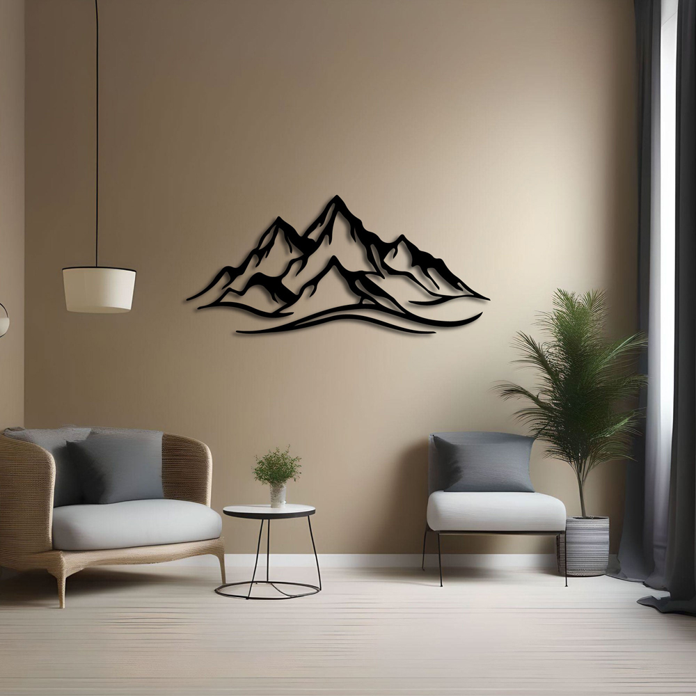 Decortie Mountain Range Textured Black Large Metal Wall Art Image 3