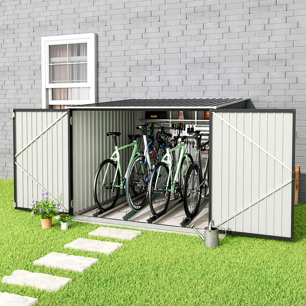 Living and Home 6.4 x 6.7ft Galvanised Steel Bicycle Storage Shed Image 7
