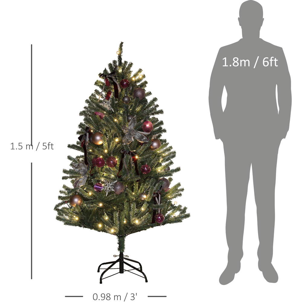Everglow Pre-Lit Artificial Christmas Tree with Purple Ornaments 5ft Image 7