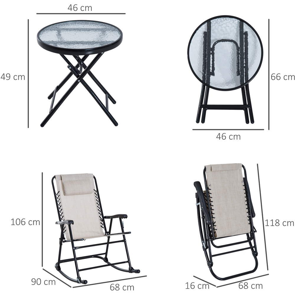 Outsunny 2 Seater Beige Rocking Bistro Set Image 7