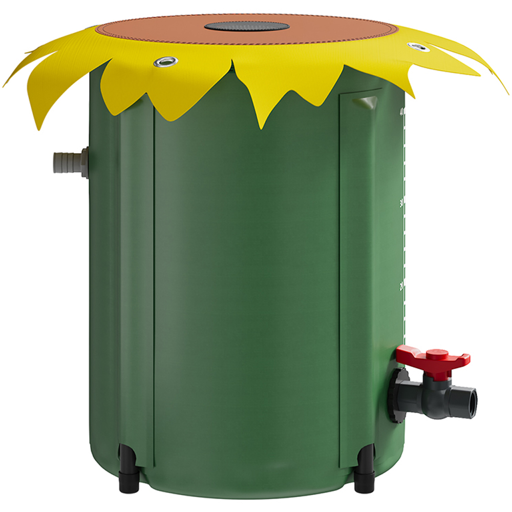 Living and Home 50L Green Sunflower Rain Barrel with Tap and Overflow Port Image 3