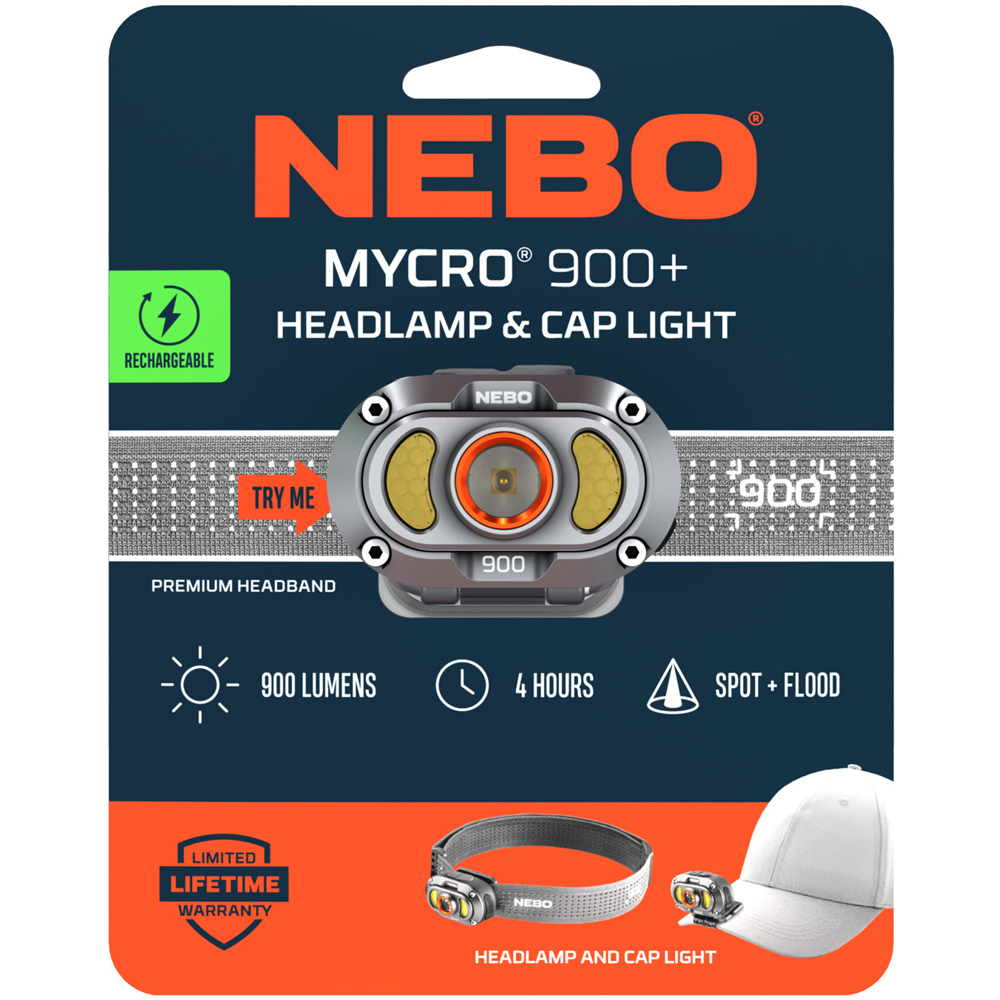 Nebo Mycro 900+ 2-in-1 900 Lumens Rechargeable Headlamp and Cap Light Image 2