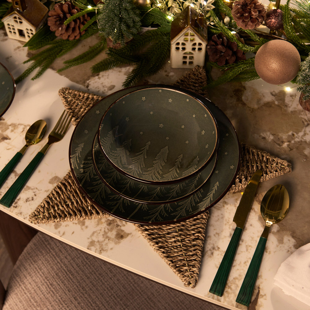 Nordic Pine Reactive Glaze Plate Green Dinner Plate Image 3
