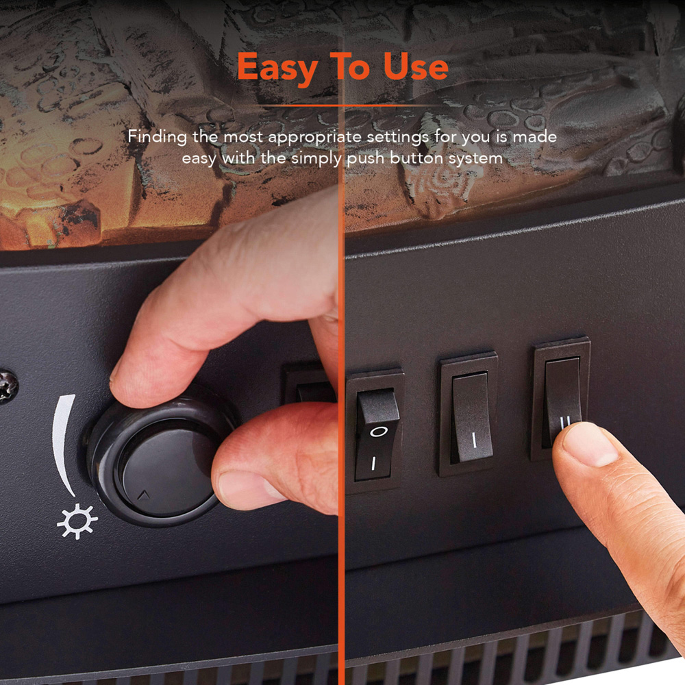 Warmlite Cambridge Black and Oak Stove Fireplace Suite with LED Flame Effect 1850W 40 inch Image 7