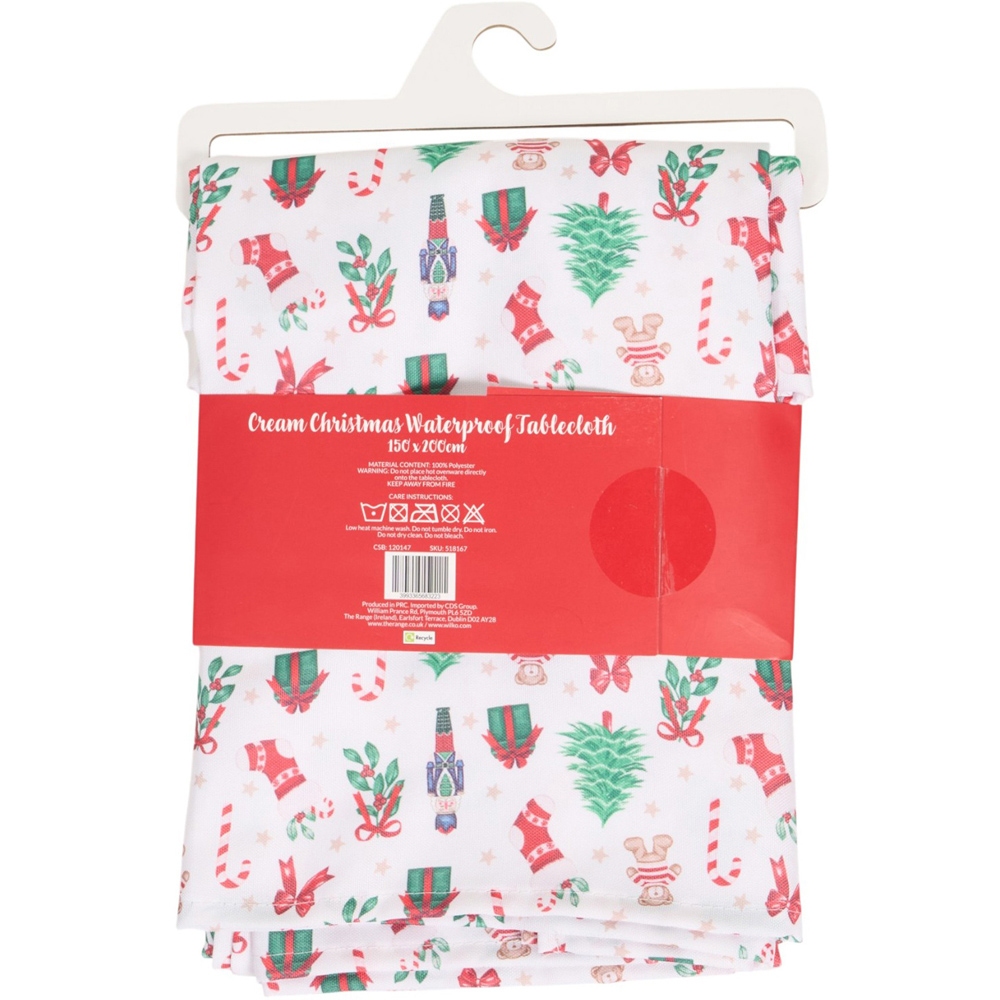 Cream Christmas Waterproof Tablecloth Image 2