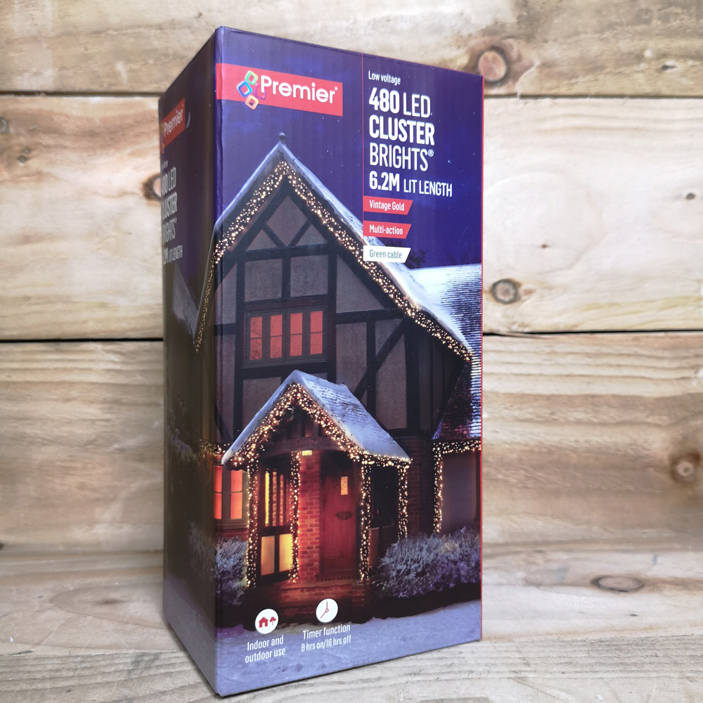 Premier ClusterBrights 480 Vintage Gold LED Christmas Cluster Light 6.2m Image 7