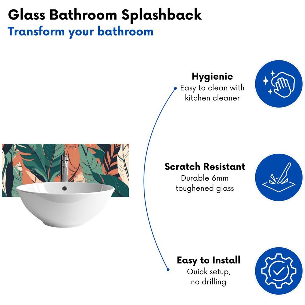 Warren Reed Designer Autumn Tropical Leaves Glass Bathroom Splashback 25 x 60cm Image 4