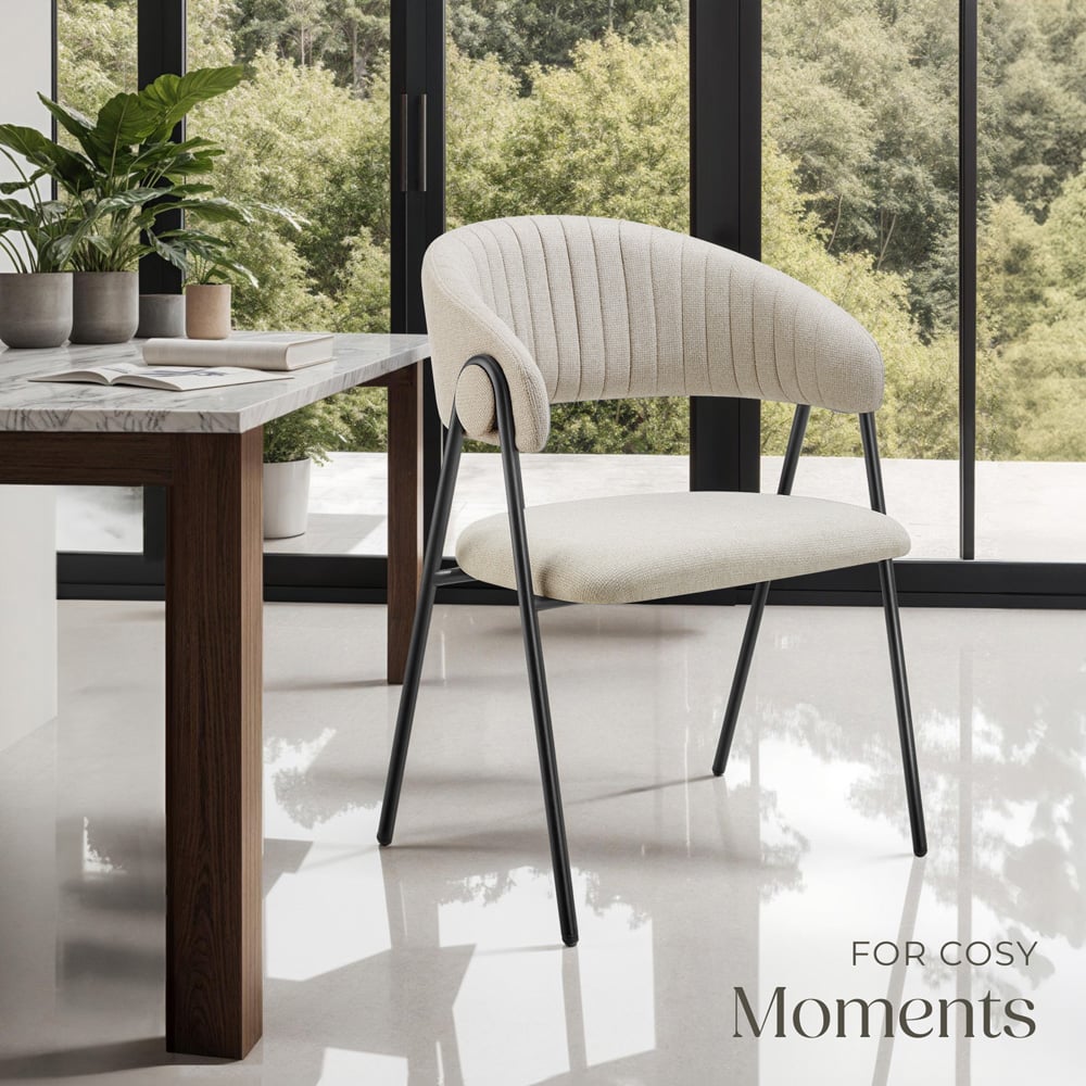 tectake Bedano Set of 2 Greige Dining Chair Image 3