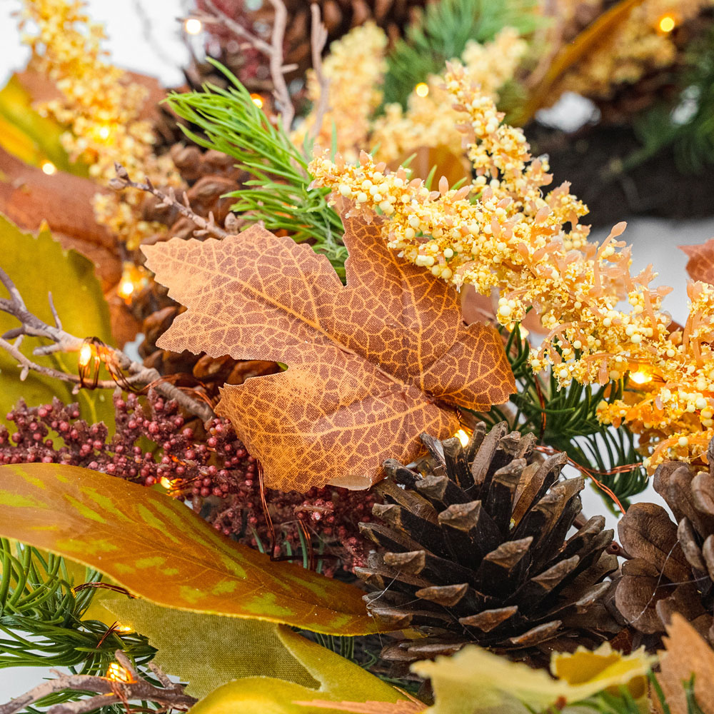 Norfolk Rustic Woodland 75 Warm White LED Christmas Wreath with Pinecones and Twigs 66cm Image 3