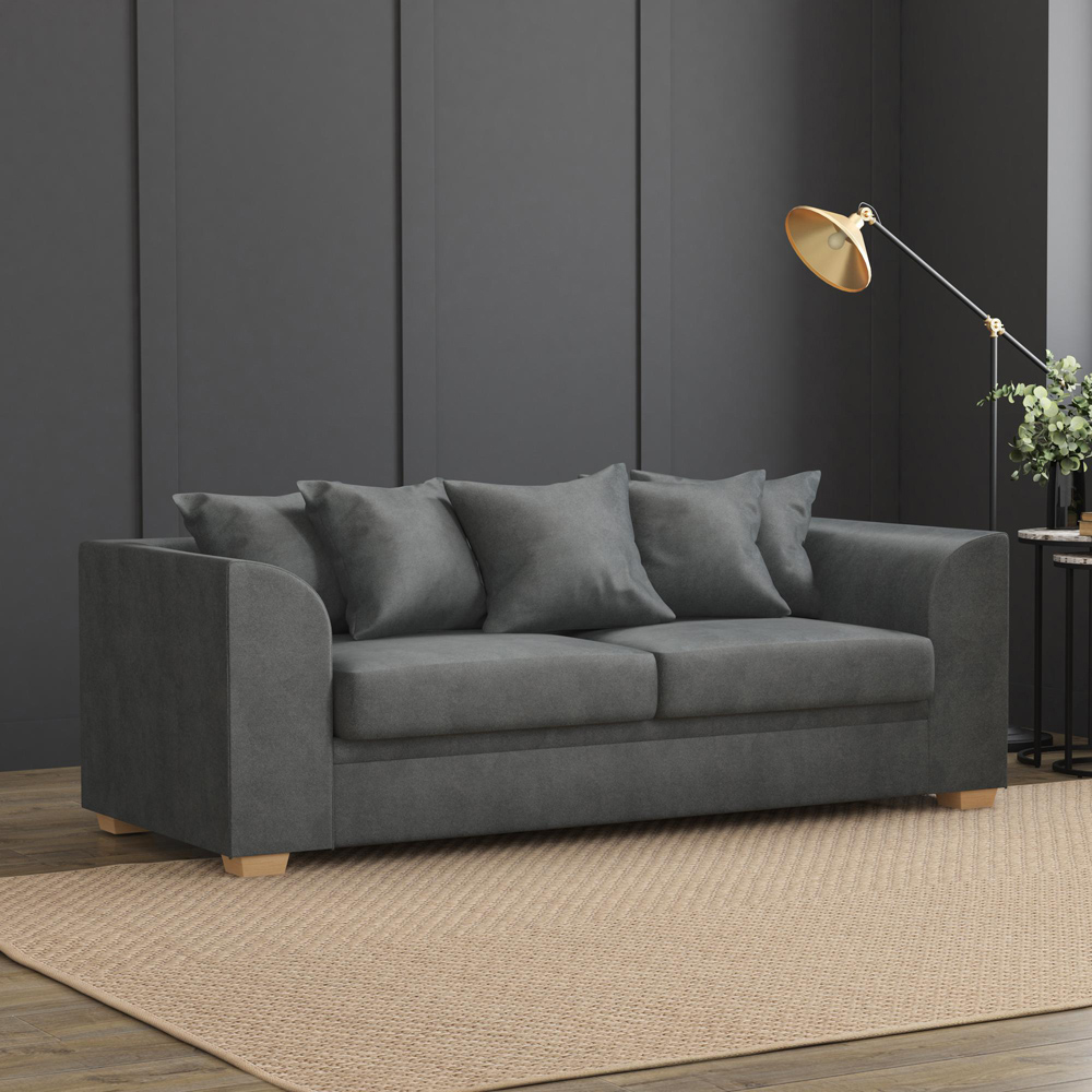 Modo 5 Seater Steel Plush Velvet Scatter Back Sofa Set Image 5