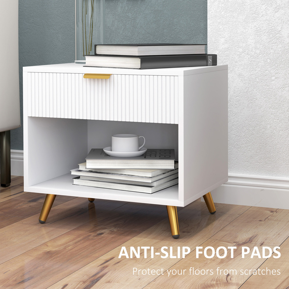Portland Single Drawer Single Shelf White Bedside Table Image 7