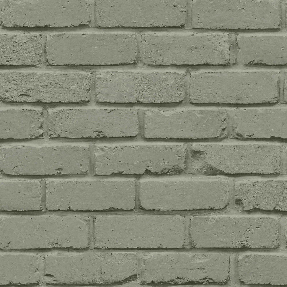 Fine Decor Painted Brick Sage Wallpaper Image 1