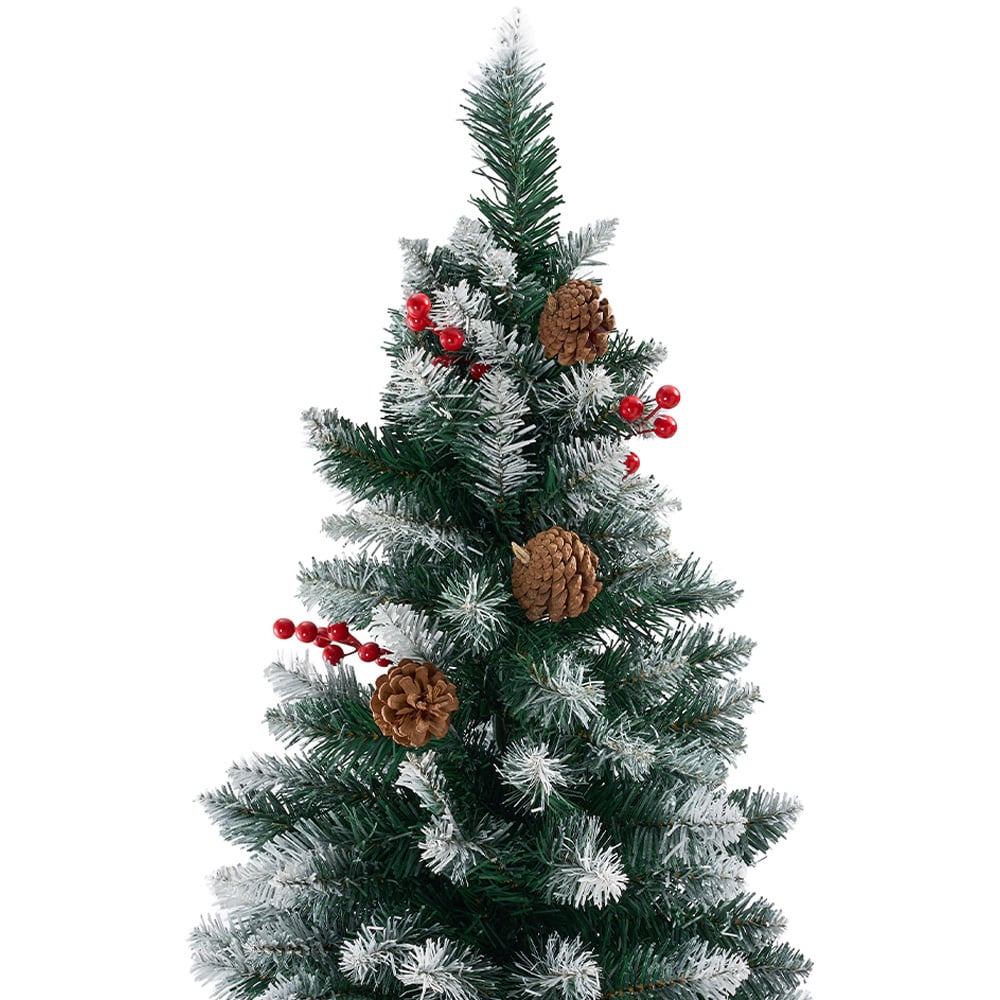 Living and Home Pine Cones and Red Berries Snow Flocked Artificial Christmas Tree 5.9ft Image 4
