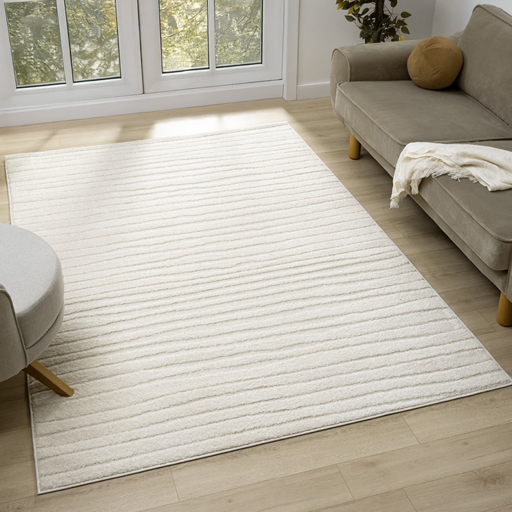 Desire Rugs Aya Cream Embossed Lines Rug 80 x 150cm Image 2