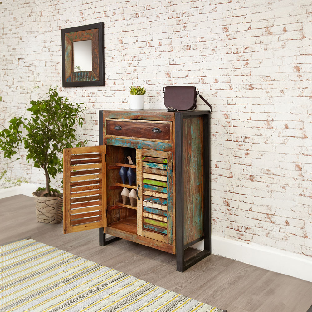 Baumhaus Urban Chic 2 Door Single Drawer Shoe Cabinet Image 3