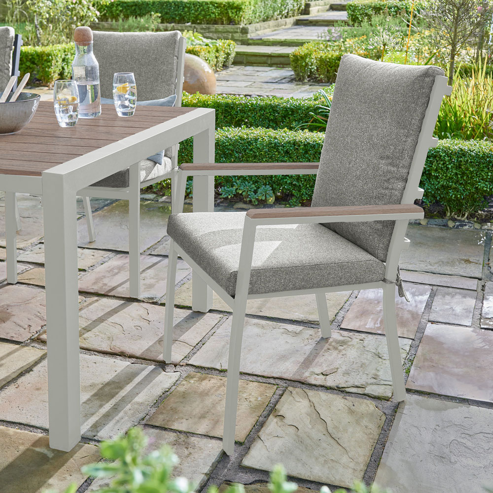 Norfolk Collection Easton Beige Teak 6 Seater Outdoor Dining Set Image 4