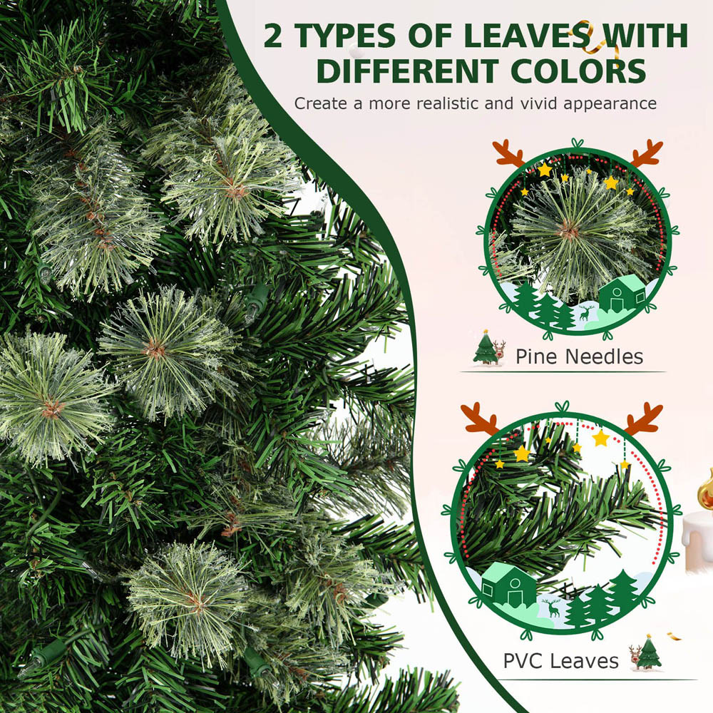 Costway Pre Lit Warm White LED Half Shape Artificial Christmas Tree 7ft Image 5