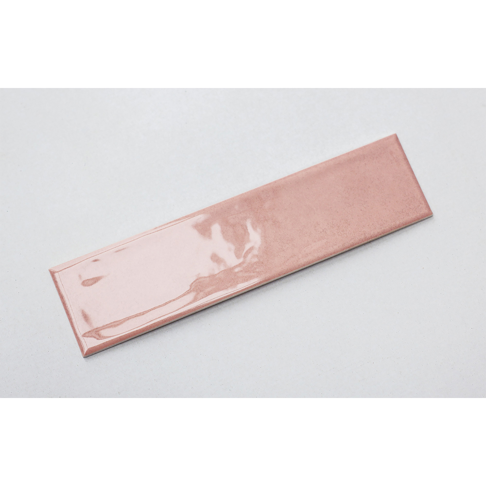 Top Ceramics Powder Pink Gloss Flat Bumpy Metro Ceramic Wall Tile 300 x 75mm Image 3
