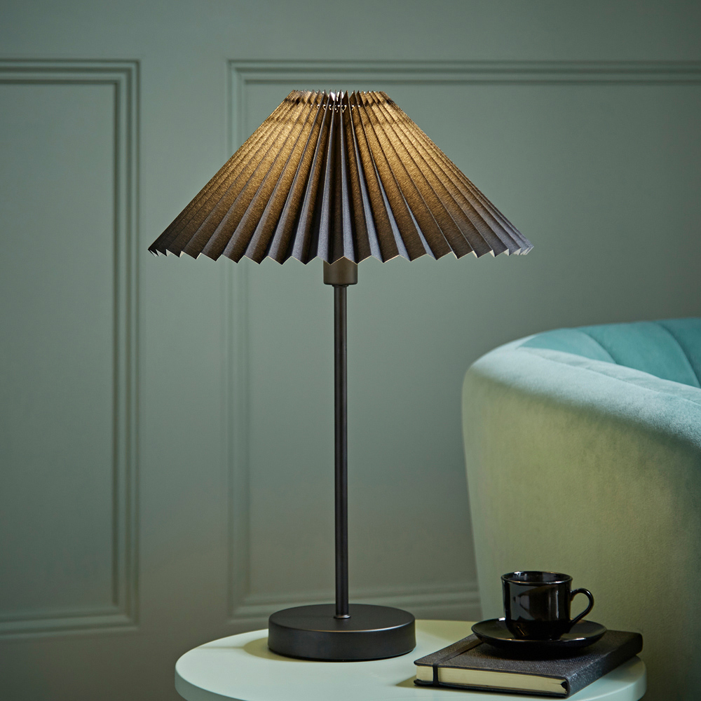 ValueLights Akira Black Pleated Shade LED Table Lamp Image 2