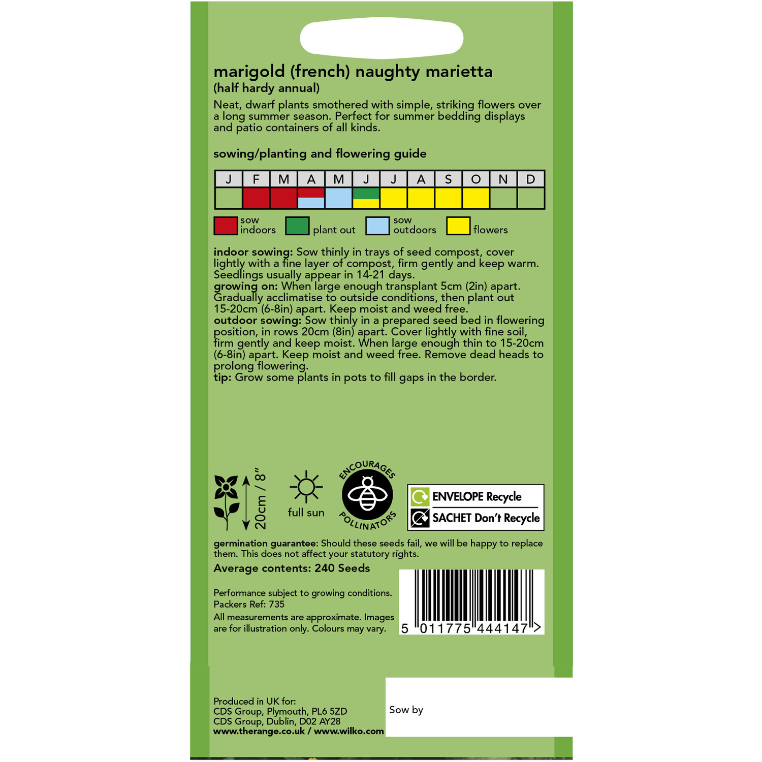 Wilko Marigold French Naughty Marietta Seeds Image 2