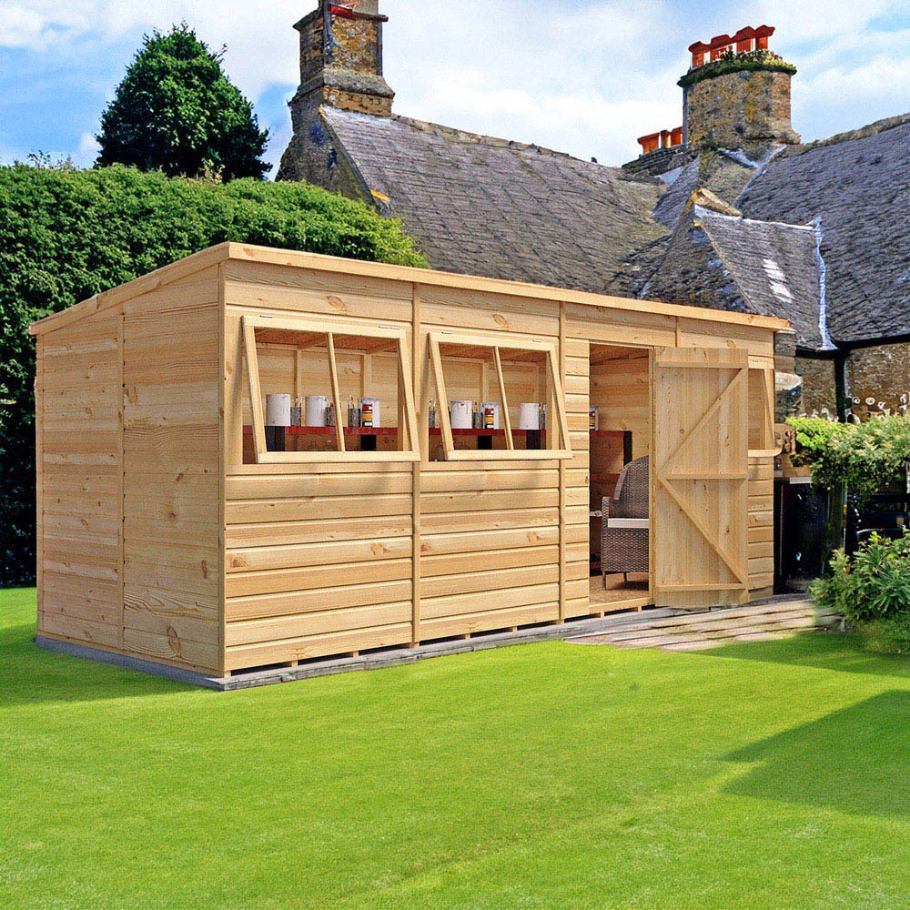 Shire GB 16 x 6ft Shiplap Pent Garden Shed Image 2
