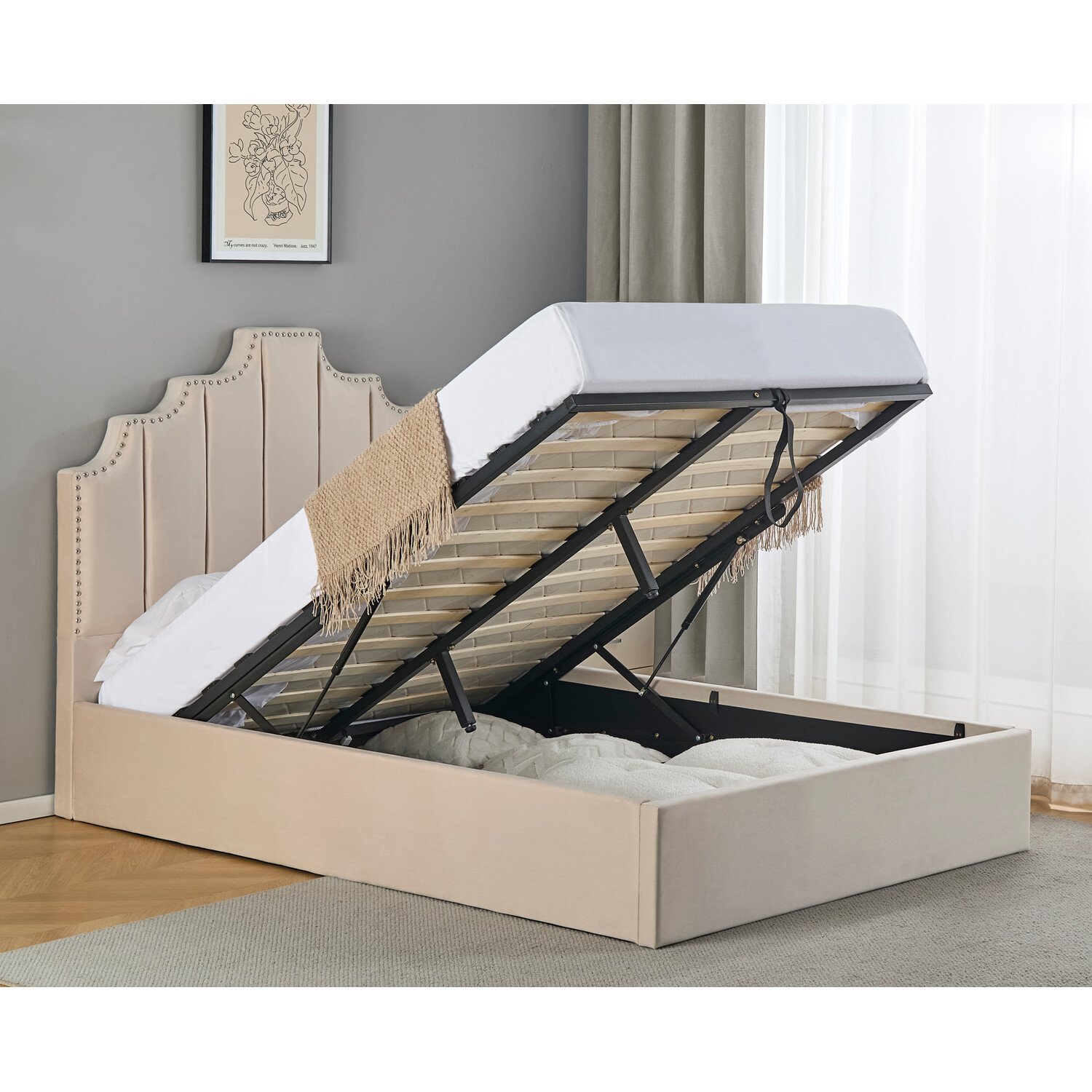 Lipton Ottoman Bed - Cream / King Image 7