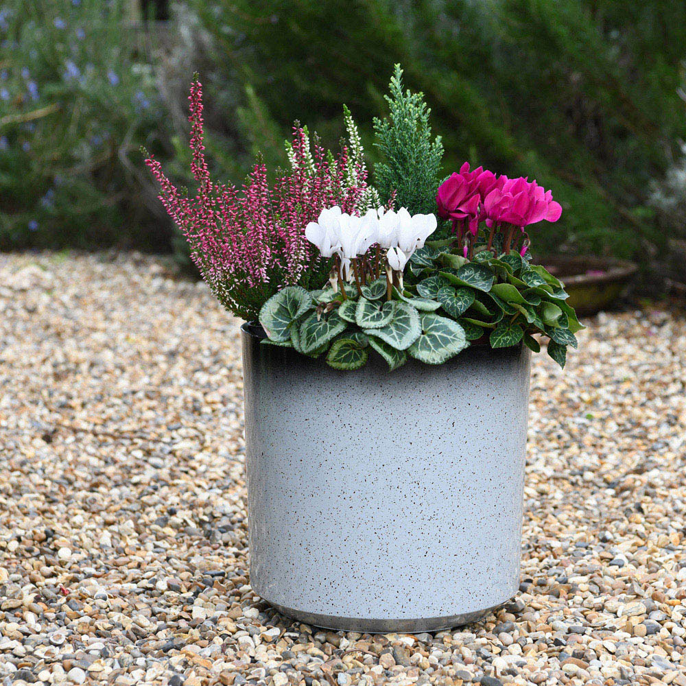 Garden Gear Slate Black Glazed Cylinder Planter 26cm Image 2