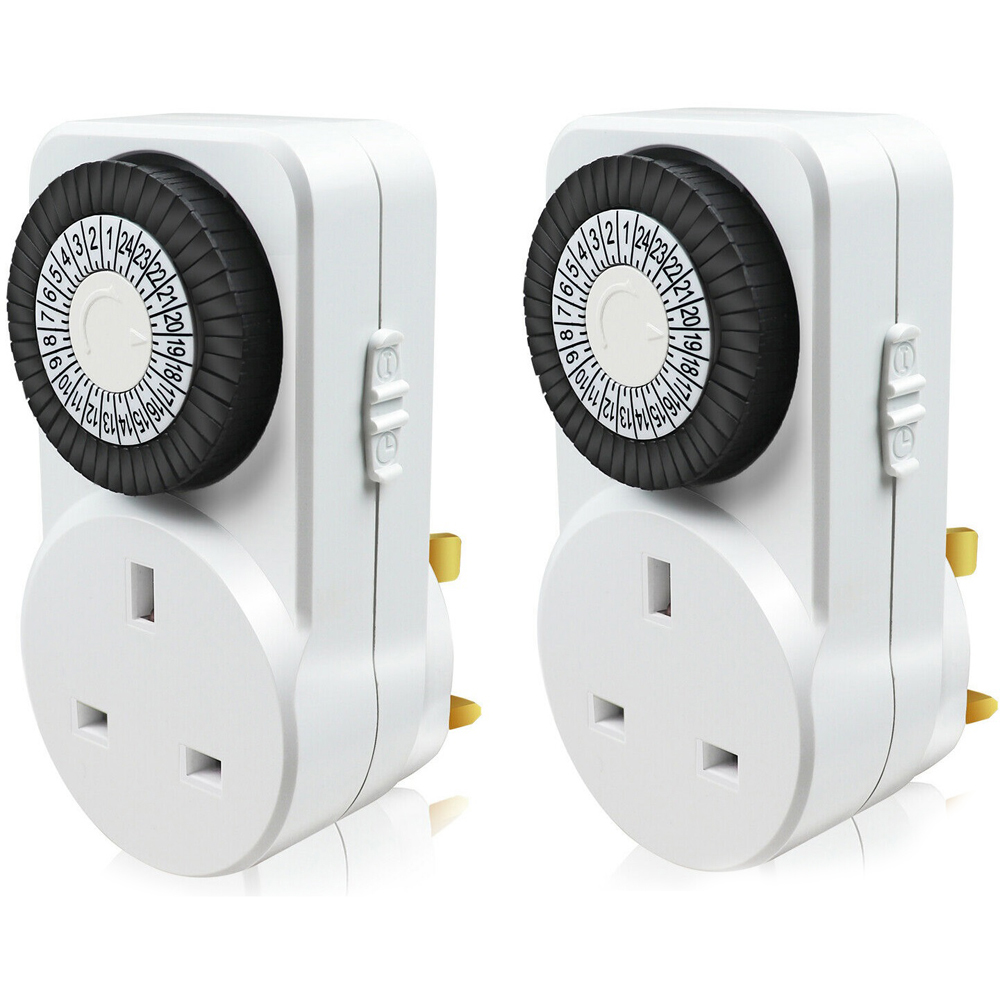 ExtraStar White 24 Hour Plug In Mechanical Timer 2 Pack Image 1