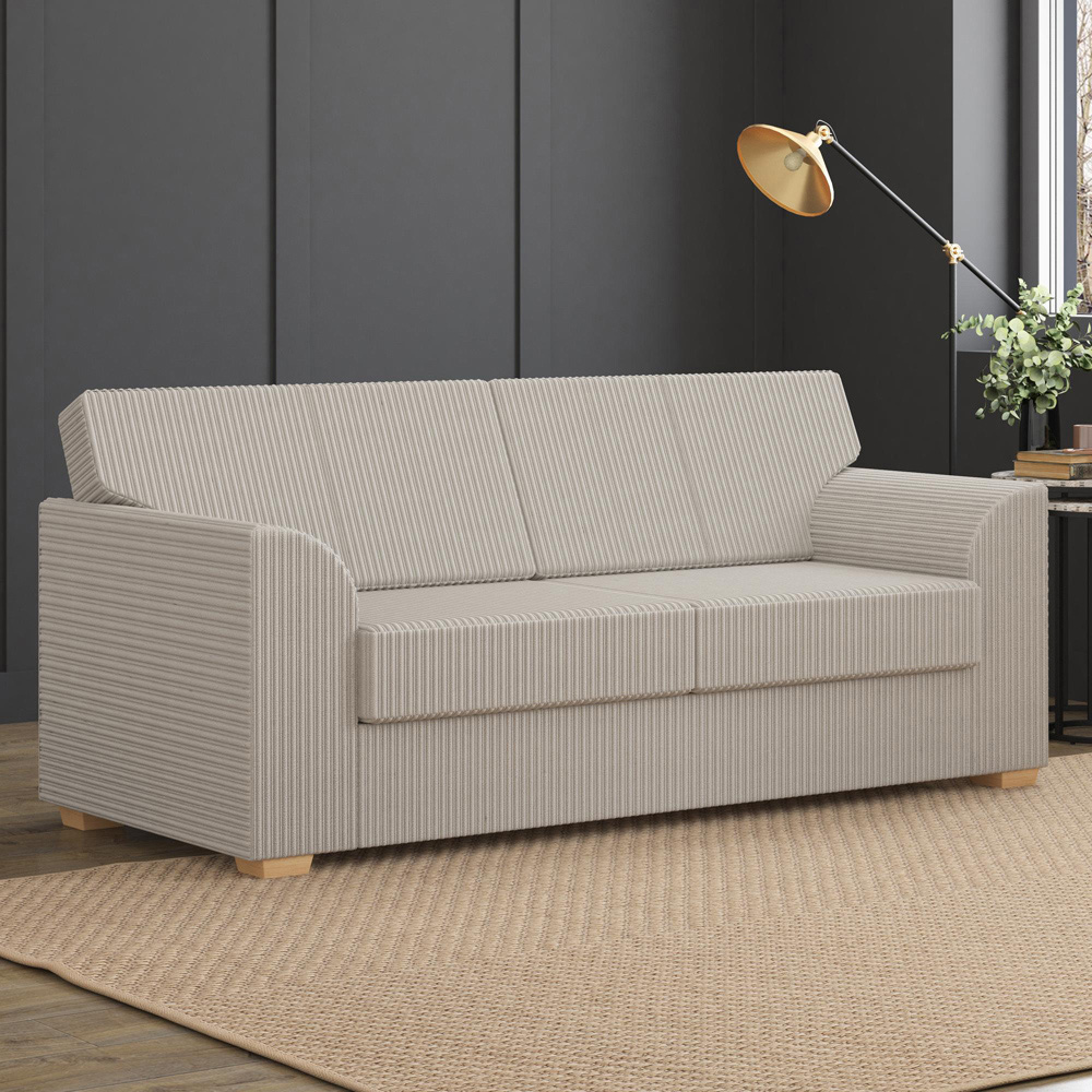 Modo 5 Seater Stone Jumbo Cord Fixed Back Sofa Set Image 5