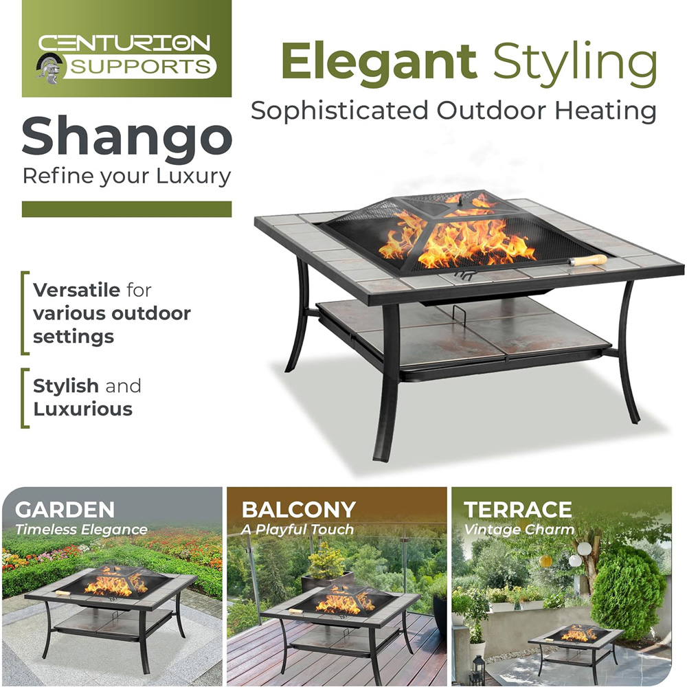 Centurion Supports Shango Black and Ceramic Fire Pit Table Image 5