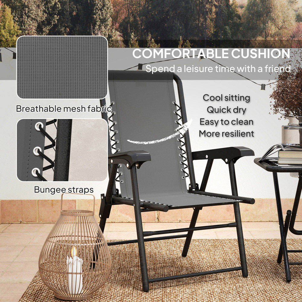 Outsunny 2 Seater Foldable Garden Bistro Set with Cup Holders Dark Grey Image 6