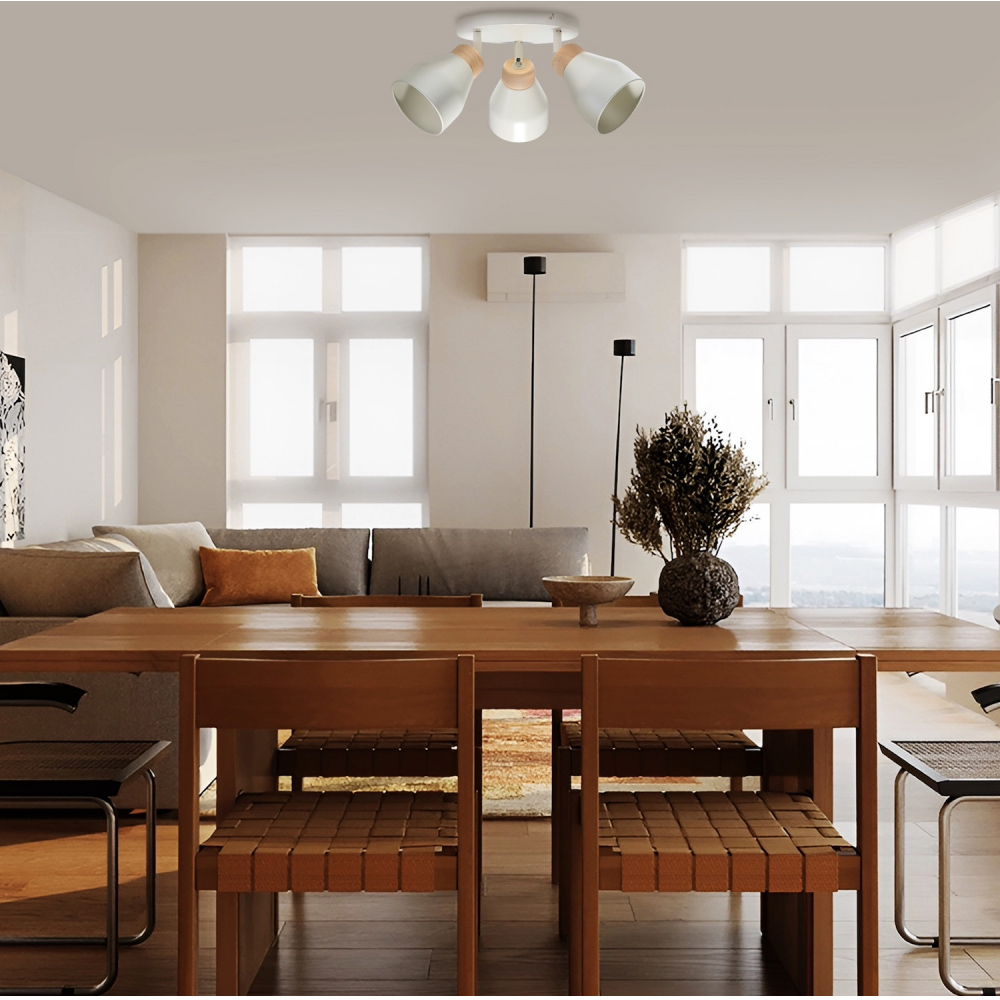 Happy Homewares Muted Dove Grey Contemporary Scandinavian Designed Triple Spot Ceiling Light Image 2