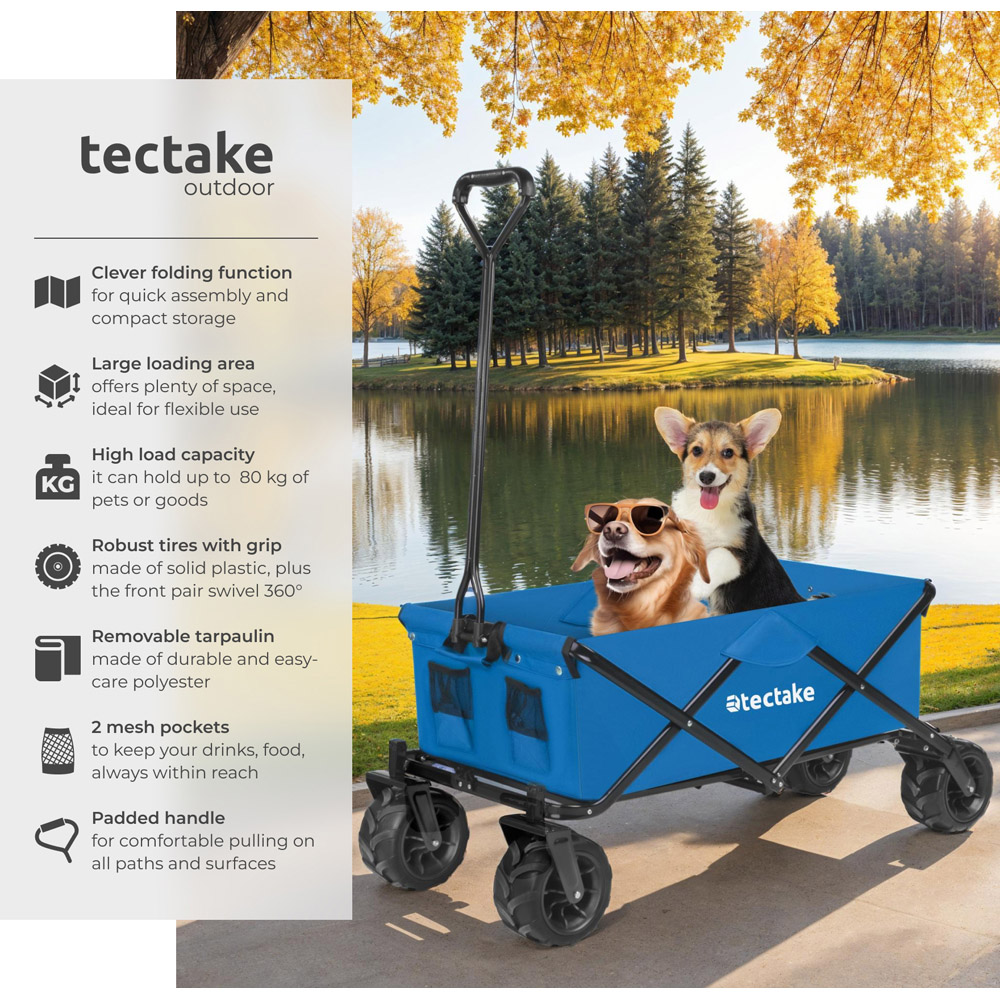 tectake Blue 2 Pocket Foldable Garden Trolley 80kg Image 6