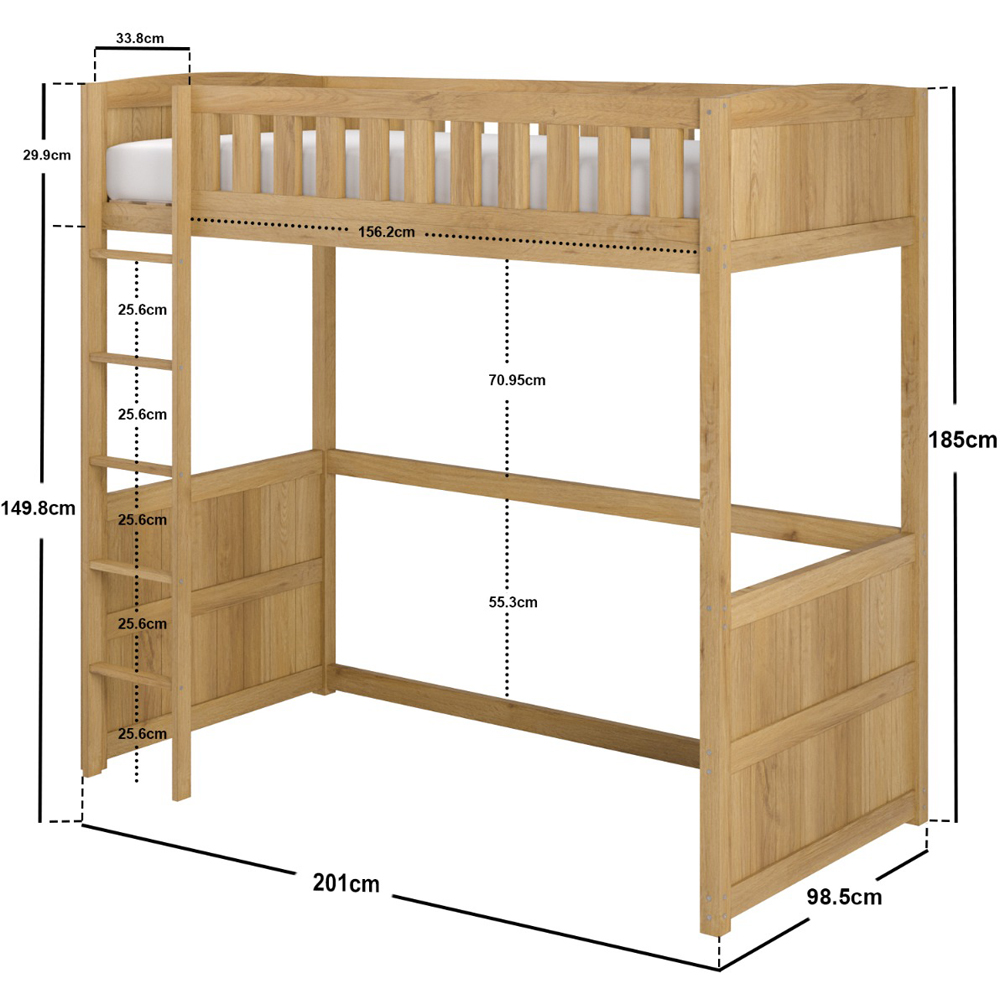 Flair Bea Oak Wooden High Sleeper Image 3