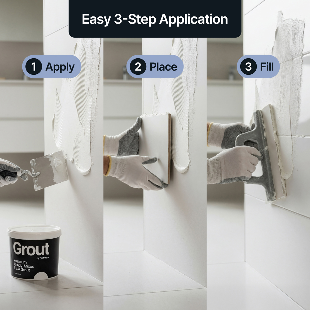 Hemway Bright White Ready-Mixed Grout and Fix Adhesive 4.5kg Image 2