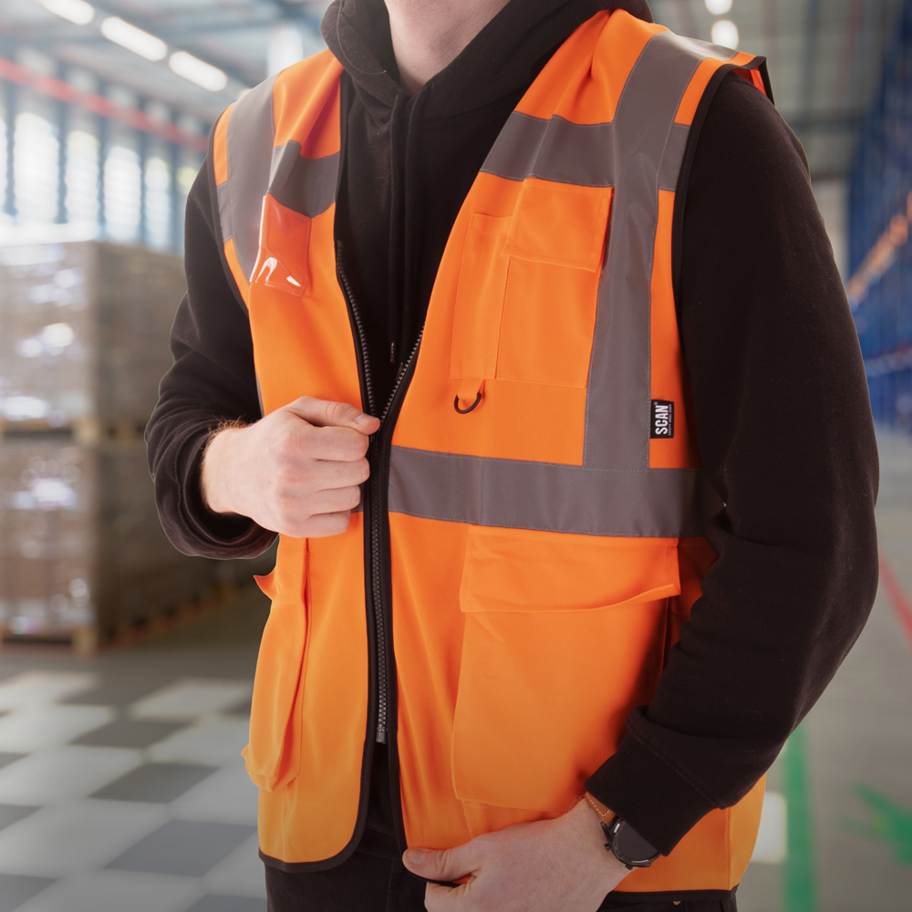 Scan Hi Visibility Utility Waistcoat Medium Orange Image 2