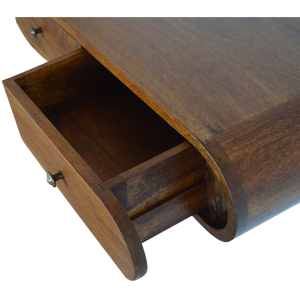 Artisan Furniture London Chestnut 2 Drawer Solid Wood Floating Console Table Image 7