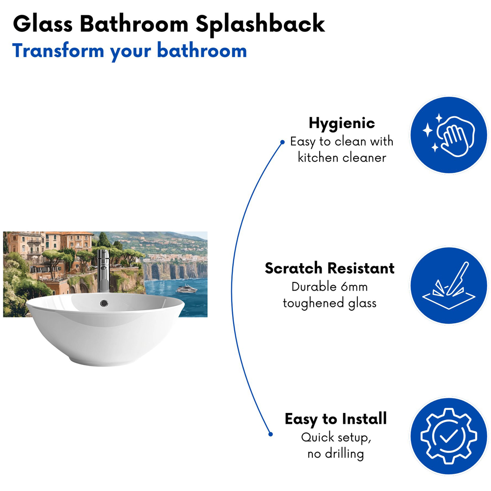 Warren Reed Designer Sorrento Cliffs Bathroom Splashback 25 x 60cm Image 4