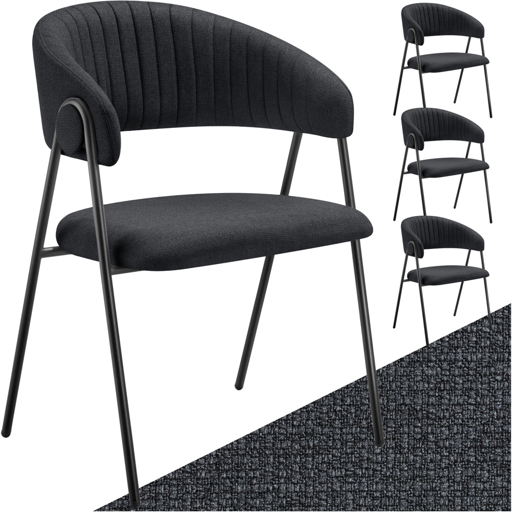 tectake Bedano Set of 4 Black Dining Chair Image 2