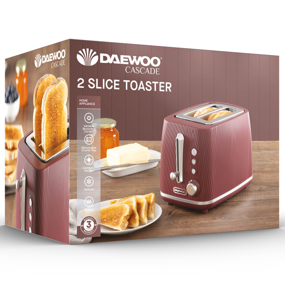 Daewoo SDA2778 Cascade Ruby Textured 2 Slice Toaster Image 6