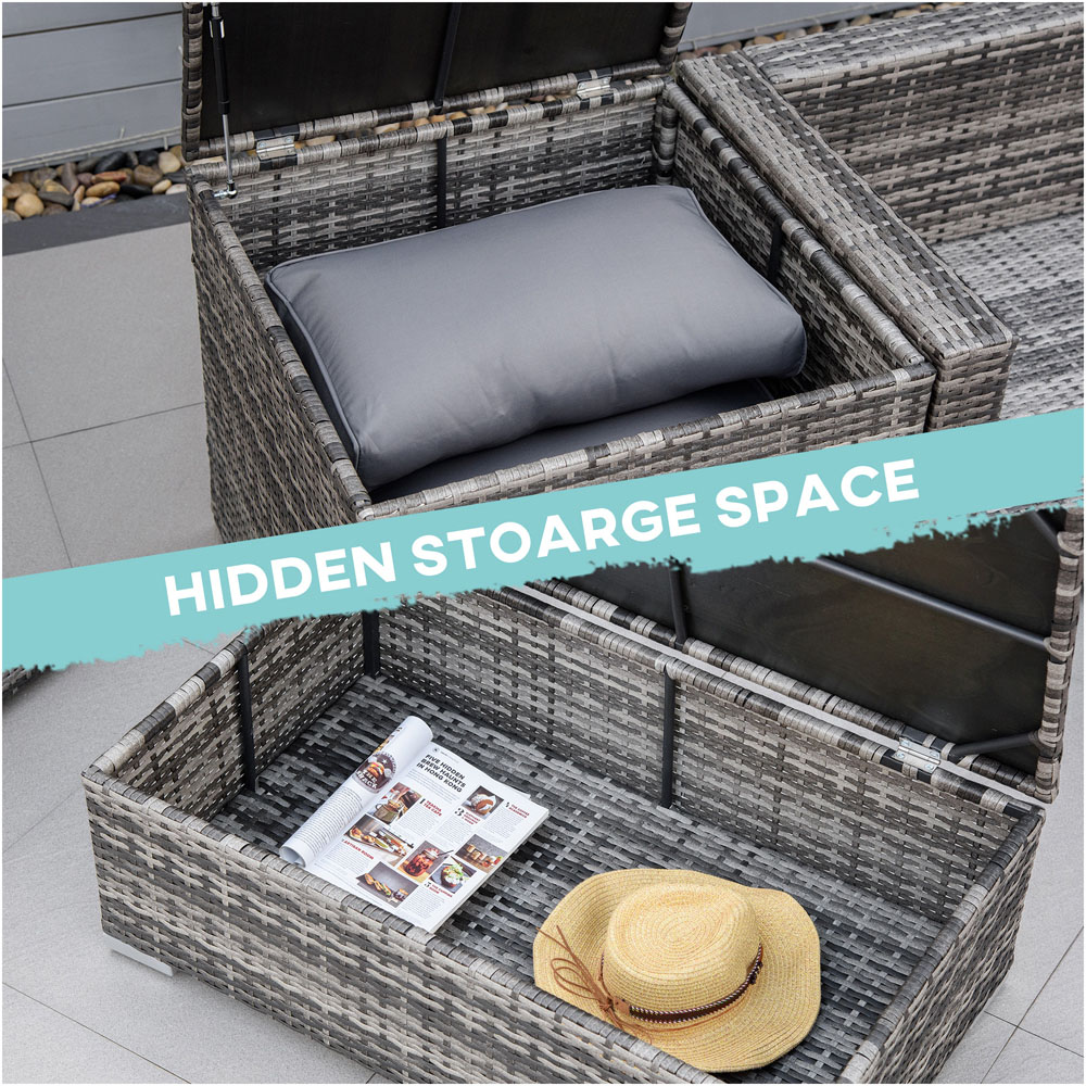 Outsunny 4 Seater Outdoor Rattan Corner Sofa Lounge Set with Cushions Image 6