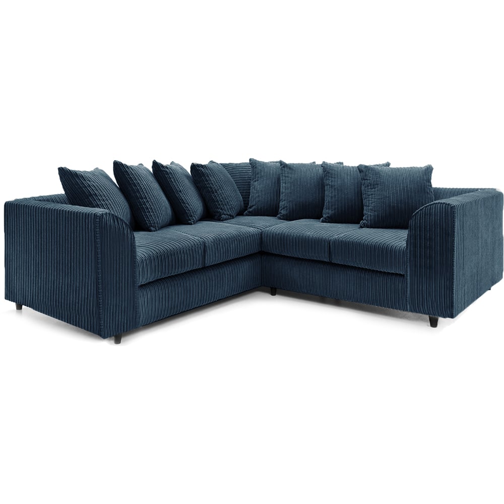 Luxor 5 Seater Navy Blue Jumbo Cord Scatter Back L Shaped Corner Sofa Set Image 2