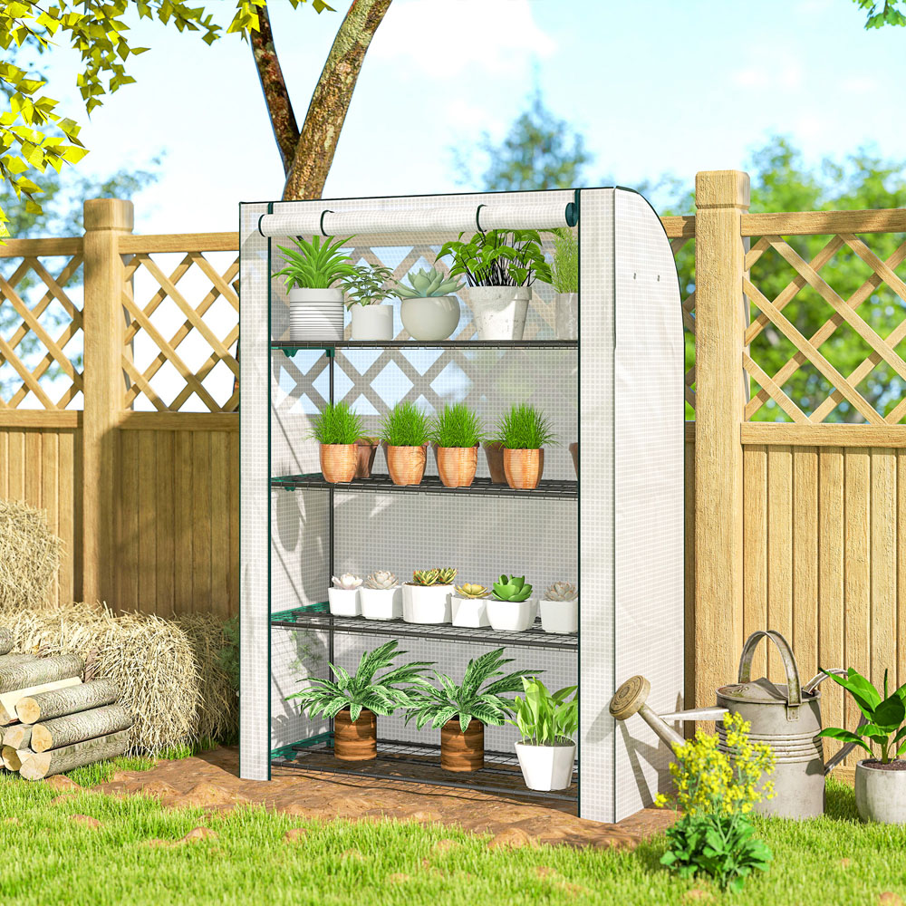Outsunny White PE Cover 3.9 x 1.6ft Mini Greenhouse Image 4