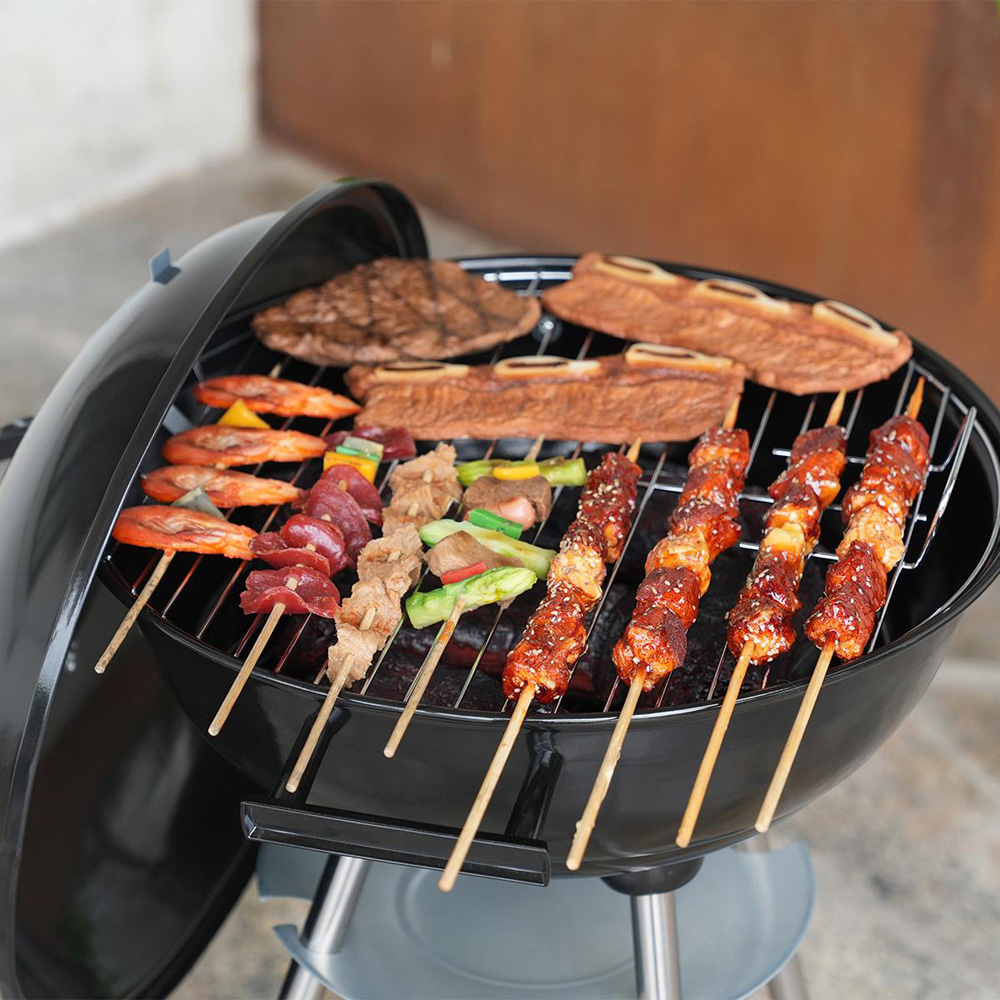 House of Home 18 inch Black Kettle Charcoal BBQ with Wheel Image 4