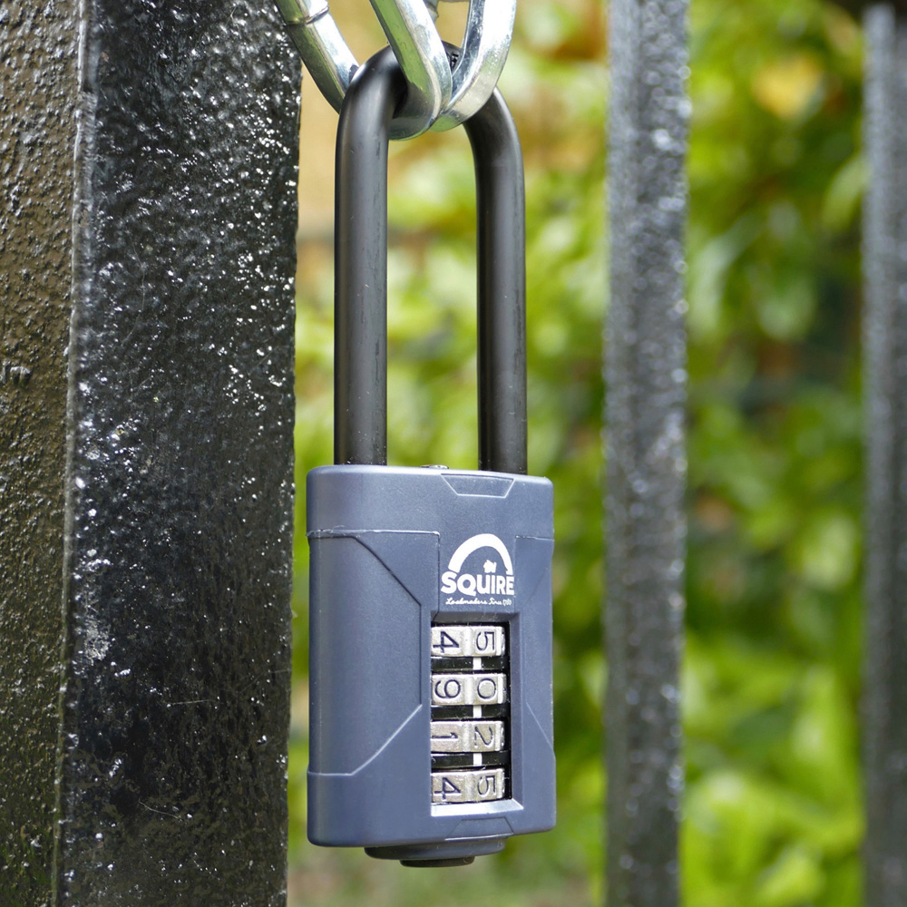 Squire 50mm 4 Wheel Combination Long Shackle Padlock Image 5
