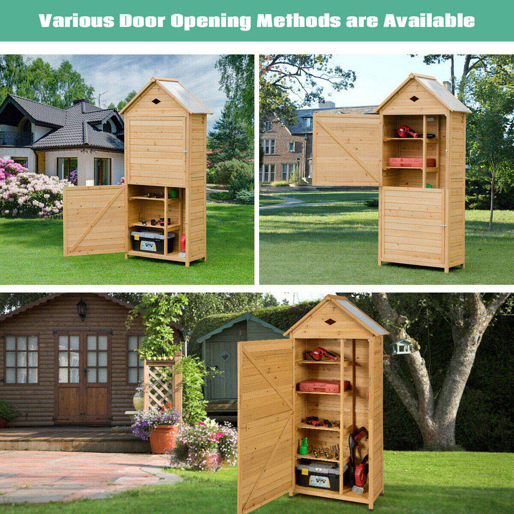 Costway 5.8 x 2.6ft Wooden Lockable Garden Shed Image 8