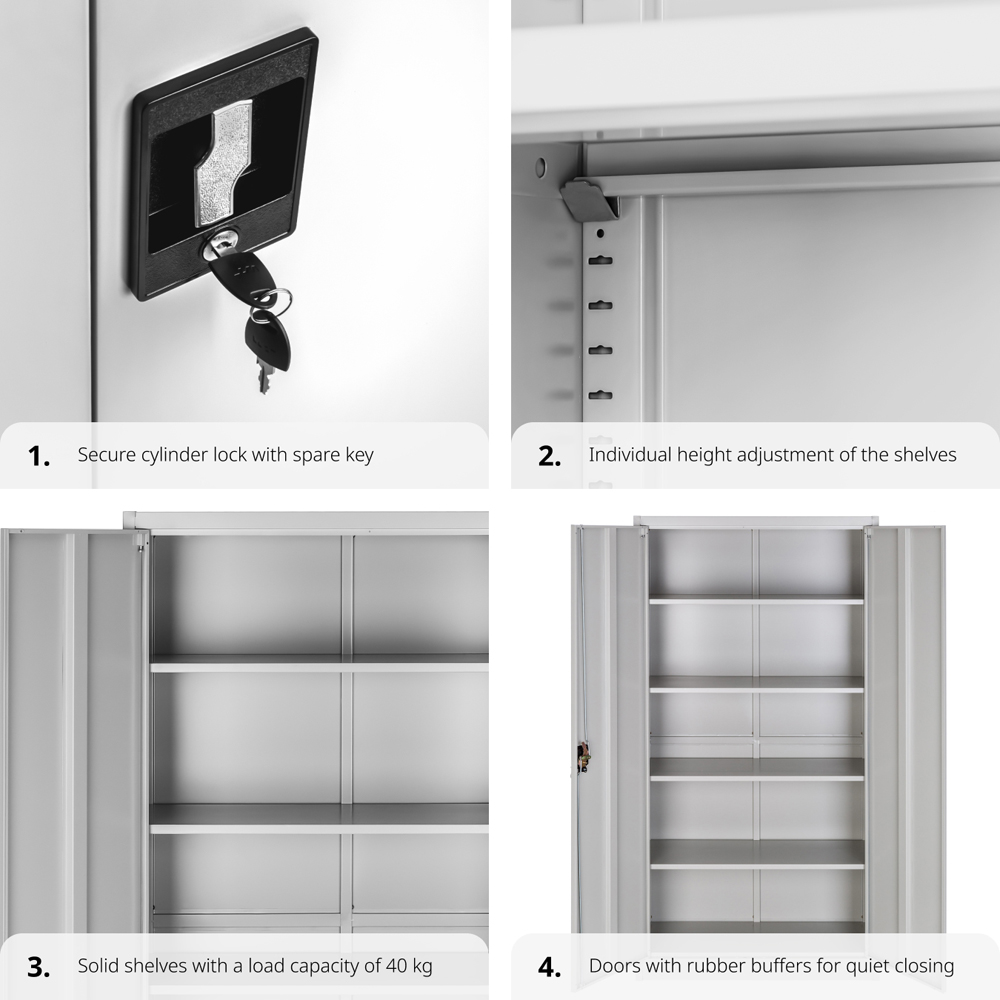 Tectake Grey Filing Cabinet Blain with Adjustable Shelves Image 3